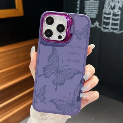 Butterfly For iPhone 16 15 14 Pro Max 13 12 11 Stand Holder TPU Phone Case Cover - Image 1 of 4