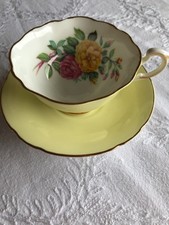 Beautiful Paragon Yellow Cup and Saucer Wild Roses  