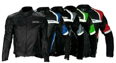Giacca giubbotto moto WinNet pelle unisex uomo donna rosso blu grigia nera verde