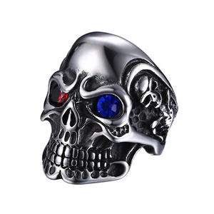 Men's Vintage Gothic Skull Stainless Steel Ring Biker Cocktail Party Band #7-15 - Picture 1 of 15