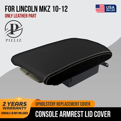 Console Lid Armrest Cover Leather for Lincoln MKZ 2010-2012 Beige Stitch - Image 1 of 4