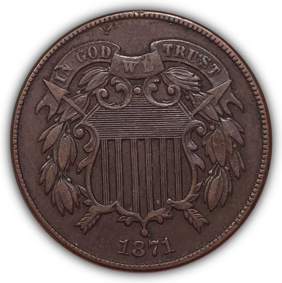 1871 Two Cent Piece Almost Uncirculated AU Coin #22377 - Image 1 of 3