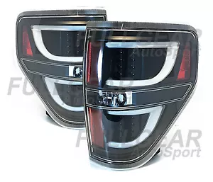 BLACK w/ CLEAR LENS FULL LED STYLE TAIL LIGHT PAIR SET FOR FORD F-150 2009-2014 - Foto 1 di 5