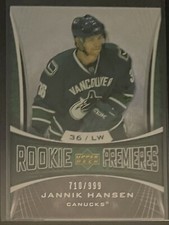 Upper Deck Trilogy Rookie Premiers 2007-08 Jannik Hansen /999 Card# 179