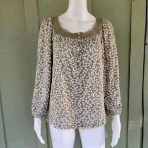 Neu mit Etikett Lucky Brand grün weiß Blumen Boho Top Small S - Bild 1 von 4