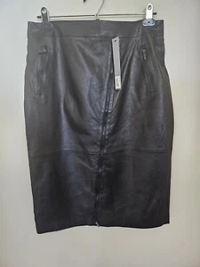NEW - CLASSIQUES ENTIER BLACK LEATHER SKIRT SZ. 6   ORIG. $ 358.00 SUPER SOFT!  - Picture 1 of 9