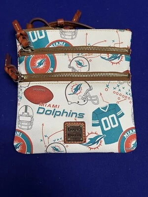 DOONEY & BOURKE NFL MIAMI DOLPHINS TRIPLE ZIP CROSSBODY BAG NEW - Image 1 of 4