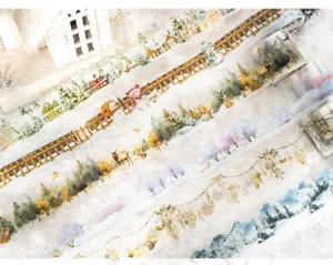 Winter Themed PET Tape Forest Village Stickers Journal Album Scrapbooking Crafts - Picture 1 of 16