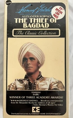 The Thief of Bagdad Sealed VHS Embassy Home Entertainment 1985 Original Shrink Foto 1 de 4