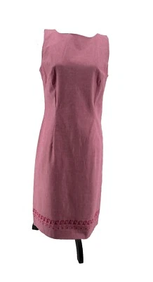 Collection By Cherokee Dress Women’s 8 Gingham Pink Embroidered Stretch Spring - Image 1 of 4