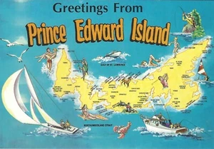 Canada, Prince Edward Is Map & Tourist Spots color postcard (STAMP, COLLECTIBLE) - Picture 1 of 2