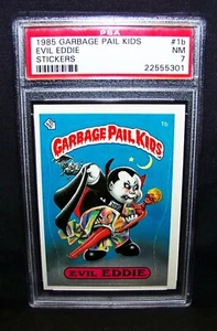 GARBAGE PAIL KIDS, 1985 1st Series, #1b Evil EDDIE, Matte, Sharp, OS1, PSA 7, NM - Picture 1 of 5