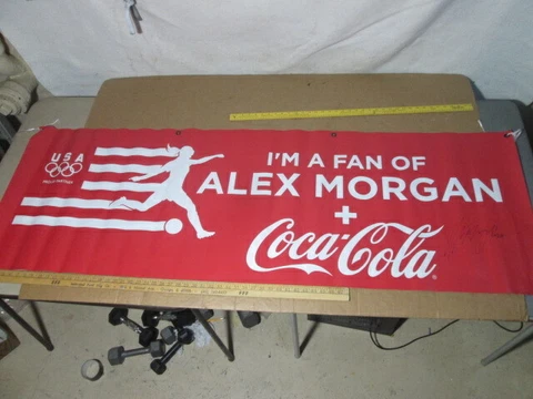 USA Soccer ALEX MORGAN/ Coca-Cola Olympic Banner Rare Signed Autograph COKE SIGN Cover