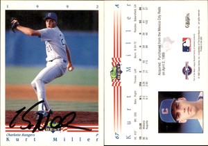 Kurt Miller Signed 1992 Classic Best #67 Card Charlotte Rangers Auto AU