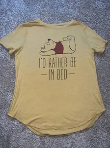 Disney Girls XL 15-17 Winnie The Pooh Id Rather Be In Bed Short Sleeve Tee - Picture 1 of 2