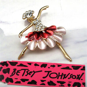 Hot Betsey Johnson Fashion Red Ballet girl Rhinestone Woman Brooch Pin Gift