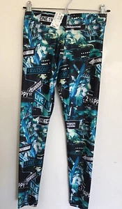 Justice Junior Girl's Size 12 Leggins Blue  Mutilcolor Elastic Waist  - Picture 1 of 12