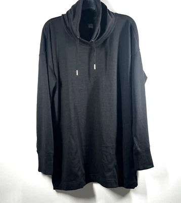 Top túnica pulóver manga larga Old Navy Active para mujer grande negro bolsillos Foto 1 de 4