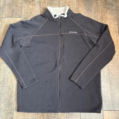 Columbia Mens XXL Full Zip Fleece Jacket Sherpa Collar Mock Neck Brown Outdoors - Image 1 of 4