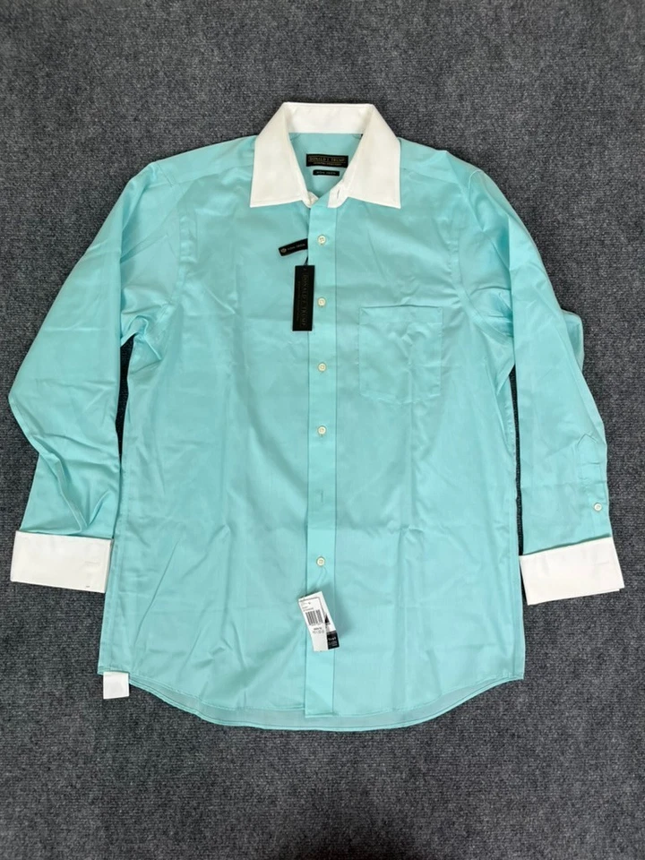 Camisa para hombre Donald J Trump Signature Col. con botones Greenn Tea talla 15 1/2-32/33 Foto 1 de 4