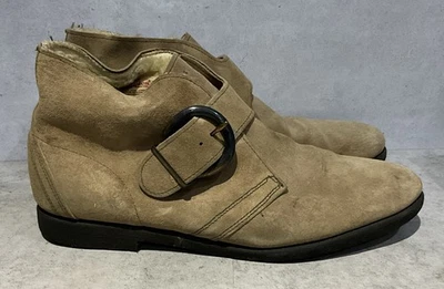 Vintage 1970’s Suede Buckle Boots Lined Sherpa Hush Puppies Size Mens 8 1/2 W - Image 1 of 4