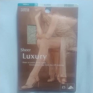 Medias brillantes M&S 20 Den transparentes de lujo transparentes a la cintura, talla pequeña en ilusión - Imagen 1 de 4