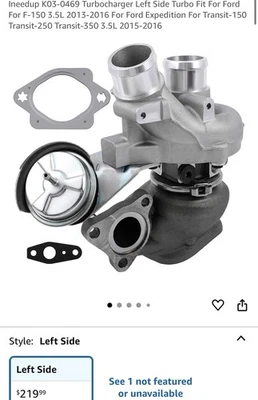 Nuevo turbo del lado izquierdo del conductor para F150 3,5 L 2013-2016 Ford Expedition 2015-2016 Foto 1 de 4