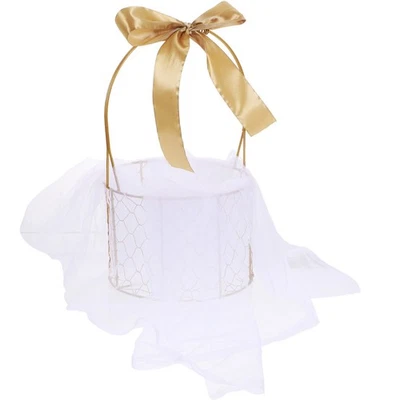  Hochzeits Gastgeschenke Korb Drahtkorb Romantischer Hochzeitskorb - Bild 1 von 4