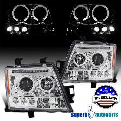 Fits 2005-2012 Xterra LED Halo Projector Headlights Lamps 05-12 Replacement Pair - Image 1 of 4