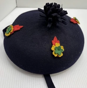 Vintage Navy Wool Hat Beret Kids Girls Made In USA New York - Picture 1 of 7