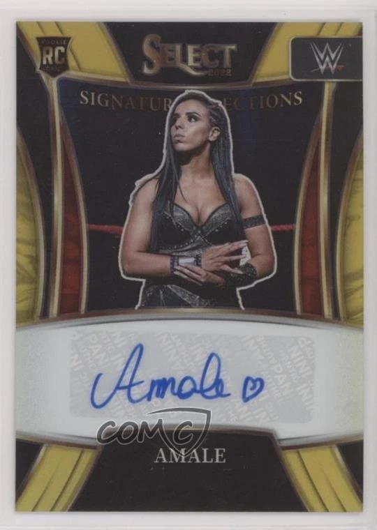 2022 Panini Select WWE Signature Selections Gold Prizm /10 Amale Rookie Auto RC - Image 1 of 2