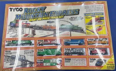 Vintage HO Scale TYCO Rocky Mountain Express GIANT 102 PIECE TRAIN SET - Sealed - Image 1 of 4