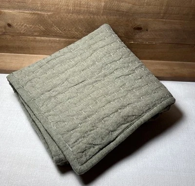 Pottery Barn Pick Stitch Hecho a Mano Acolchado Sham Loden Verde Estándar Foto 1 de 3