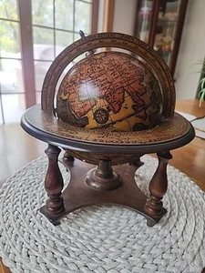 Vintage Old World Globe Zodiac Signs Wooden Desk Top World w/Stand Made in Italy - Picture 1 of 12
