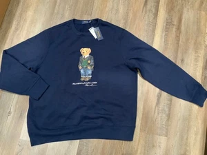 Polo Ralph Lauren blau Polo Bear Paint Grafik Fleece Sweatshirt Herren 2XL - Bild 1 von 9