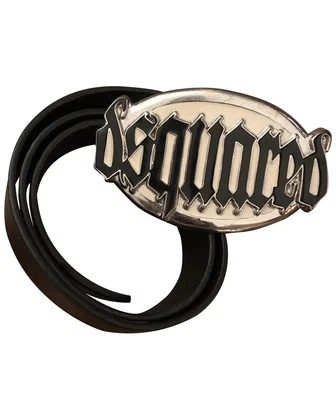 Cinturón de cuero vintage DSQUARED2 con hebilla de cinturón de metal esmaltado  Foto 1 de 4