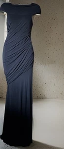 $1995 Donna Karan black label collection ruched, viscose Long dress M very dark - Picture 1 of 14