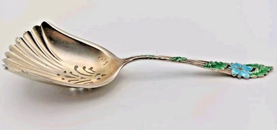 Antigua CUCHARA DE BAYAS Watson esmaltada en plata esterlina 1899 "Ciudad de los Ángeles" Foto 1 de 4