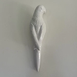 Porcelain Parrot Wall Art Sculpture Hanging 12” White - Picture 1 of 5
