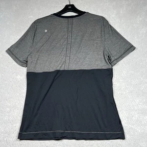 Lululemon Shirt Mens Large Two Tone Black Gray Stretch Round Neck Short Sleeve - Picture 1 of 10
