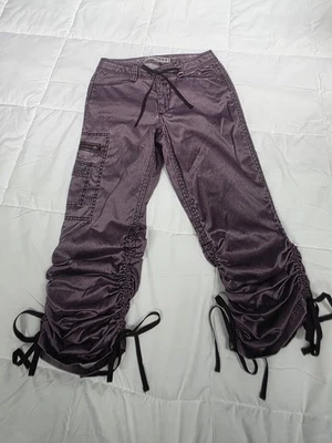 Vintage Express purple satin cargo pants Size 6 Y2K Streetwear Retro Glam  - Image 1 of 4