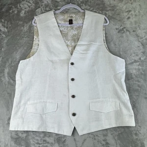 Tasso Elba 100% Linen Vest Men's XL White Button Sleeveless V-Neck Linen (1262) - Picture 1 of 9