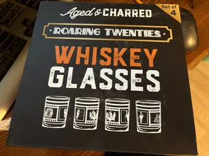 Aged & Charred Roaring Twenties Whiskey Glasses Set Of 4 New - Picture 1 of 7