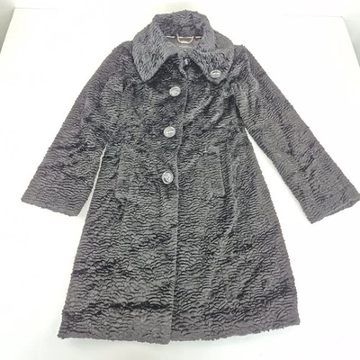 Abrigo Colección DEBENHAMS Talla 10 Negro Mujer Piel Sintética Botón Texturizado - Imagen 1 de 4