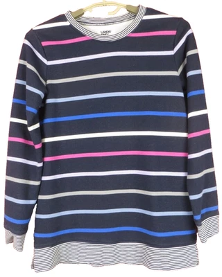 LANDS END Women's 78% Cotton Tunic Top Long Sleeve Striped Multicolor XS 2 4 - Image 1 of 4