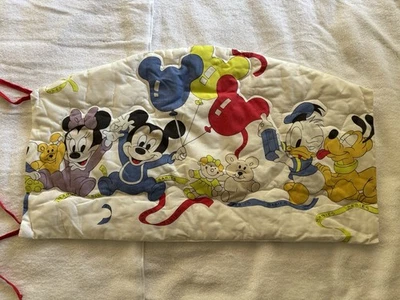 Vintage 1984 Disney Baby Nursery Crib Quilt Blanket Mickey Minnie Pluto Bubbles - Image 1 of 4