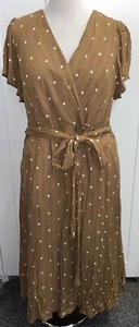 CITY CHIC Brown & White Polka Dot Wrap Top Maxi Dress Size XL (22) - Picture 1 of 6