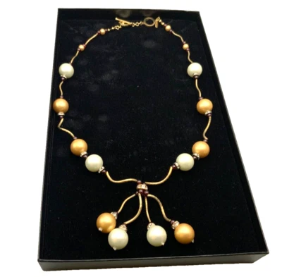 5th Avenue Designs by Veronica Crystal, Rhodolite Garnet,Faux Pearl Necklace. F2 - Image 1 of 4