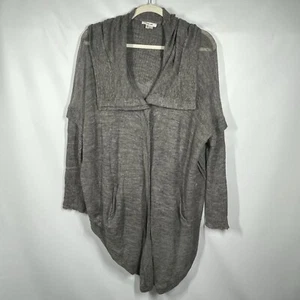 Helmut Lang Alpaca Blend Cardigan Women's L Bare Boucle Gauzy Hooded Cowl Neck - Picture 1 of 14