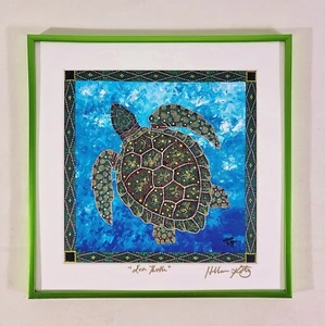 Impresión firmada de tortugas marinas 12,5" x 12,5" arte enmarcado y mate - Imagen 1 de 3
